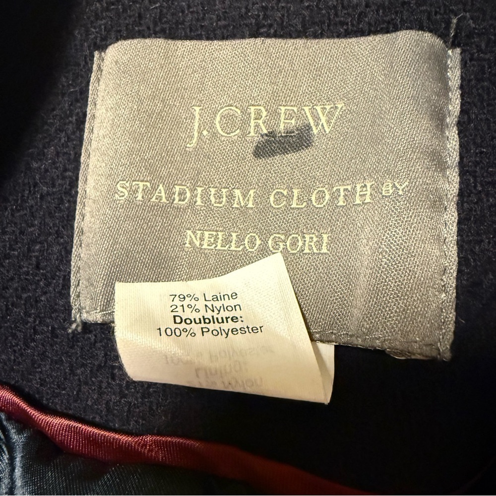 J.Crew Majesty Wool Blend Stadium Cloth Peacoat Navy Blue Gold Buttons Jacket - Picture 7 of 9